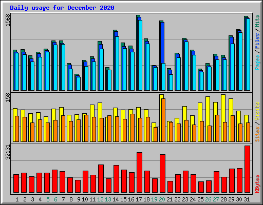 Daily usage for December 2020