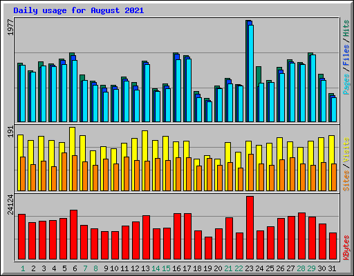 Daily usage for August 2021